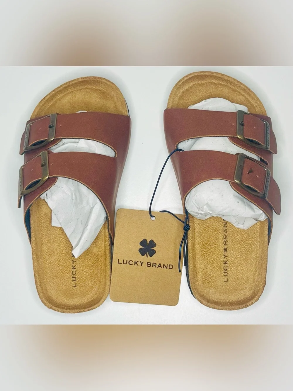 Lucky Brand Brown Double-Buckle Cork Slide Sandals for Kids
